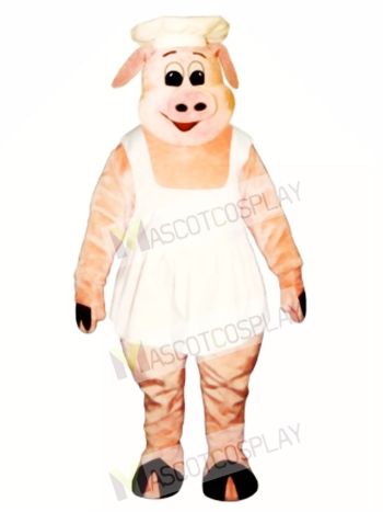 Chef Oink Pig Hog with Apron & Hat Mascot Costume