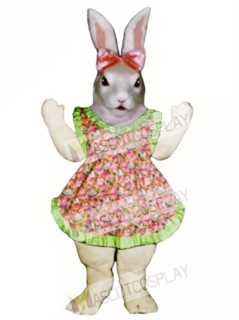 Easter Jill Bunny Rabbit with Apron & Bow Mascot Costume