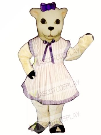 Lamb with Apron & Bow Mascot Costume
