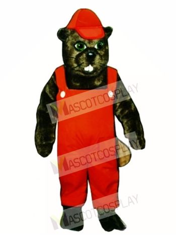 Lumberjack Beaver with Overalls & Hat Mascot Costume