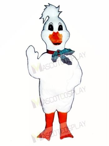 Cute Christmas Goose with Holly Neck Band Mascot Costume