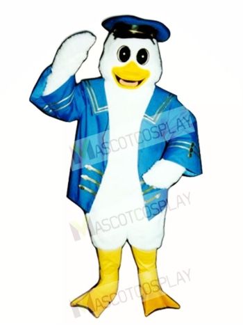 Cute Captain Duckling Duck with Jacket & Hat Mascot Costume