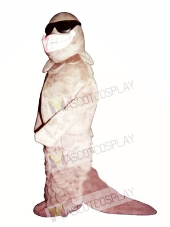 Cute Smiling Salmon with Sunglasses Mascot Costume