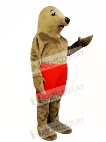 Cute Sunning Seal with Shorts Mascot Costume
