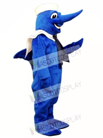 Cute Swordfish with Hat & Collar Mascot Costume