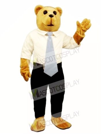 New White Collar Bruce Bear Mascot Costume