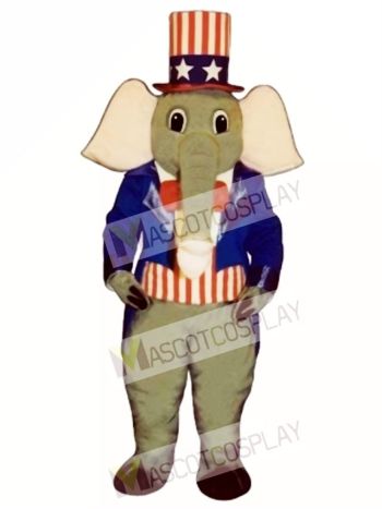 Cute Patriotic Elephant Mascot Costume
