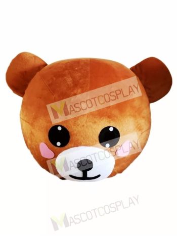 Light Brown Bear Mascot HEAD ONLY Line Town Friends with Pink Cheek