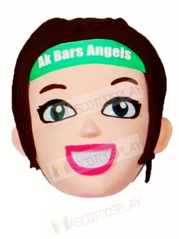 Brown Hair Cheerleader Girl HEAD ONLY Mascot Costumes People