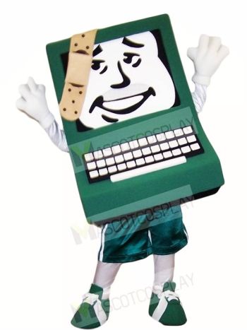 Green Computer with Band-aid Mascot Costumes  