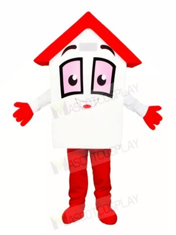 Red Roof House Home Mascot Costumes For Real Estate Agency Promotion