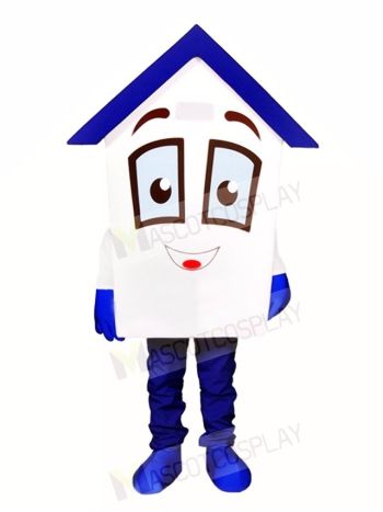 Blue Roof House Home Mascot Costumes For Real Estate Agency Promotion