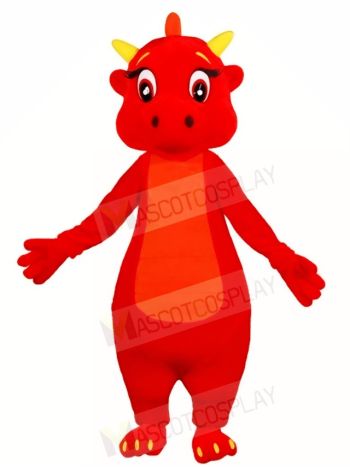Red Dragon with Yellow Wings Mascot Costumes  