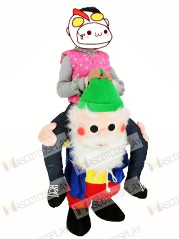 For Children/ Kids Back Shoulder Garden Gnome Carry Me Mascot Ride Costume Christmas Outfit