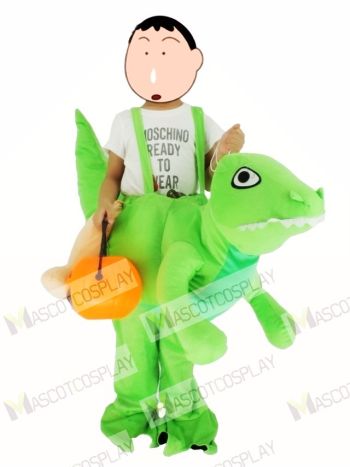 Children/ Kids Piggyback Carry Me Ride on Green Dinosaur Dragon Mascot Costume