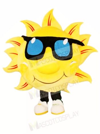 Yellow Sunshine with Sunglasses Mascot Costumes 