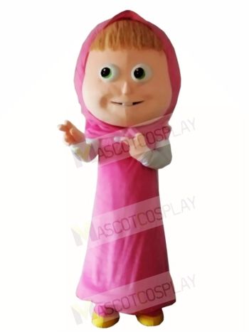 Pink Hood Dress Girl Mascot Costumes
