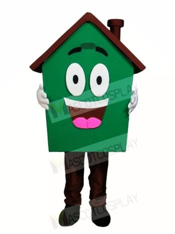 Green House Home Mascot Costumes For Real Estate Agency Promotion 