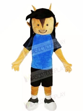 Blue T-shit Soccer Football Player Mascot Costumes People