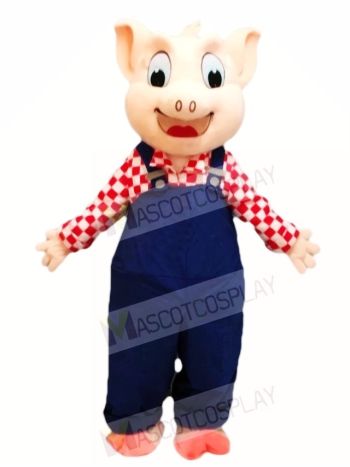 Blue Overalls Pig Mascot Costumes Animal 