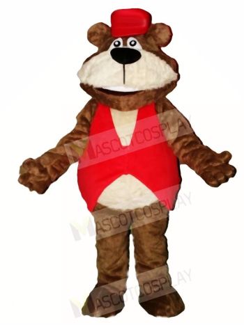 Brown Bear in Red Hat Mascot Costumes Animal