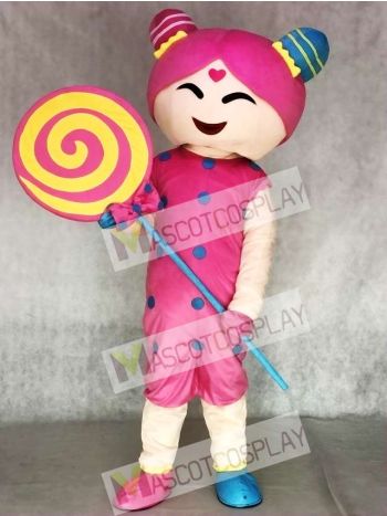 Pink Candy Girl Adult Mascot Costume