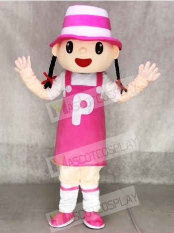 Cute Pink Hat Girl Mascot Costumes Animal