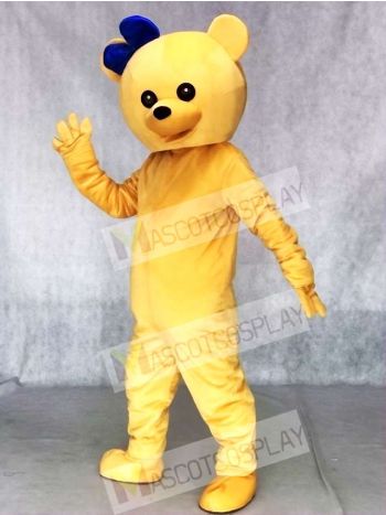Bear with Blue Bowknot on the Head Mascot Costumes Animal