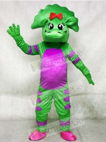 Green Dinosaur with Purple Belly Mascot Costumes