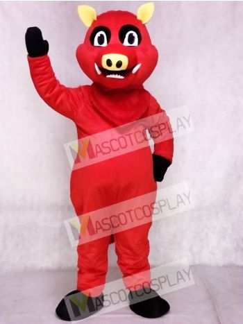 Red Razorback Feral Pig Hog Wild Boar Mascot Costume