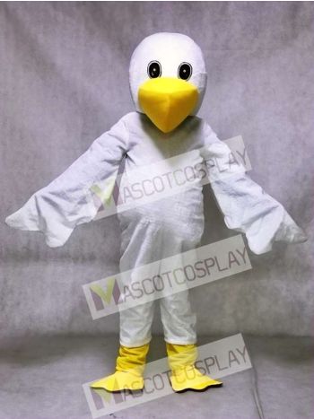 White Cartoon Pelican Bird Mascot Costume Animal