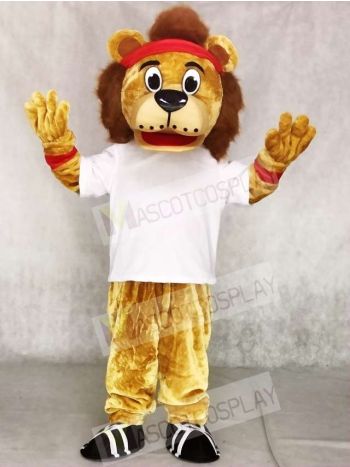 Lenny The Lion in White Vest Mascot Costumes Animal