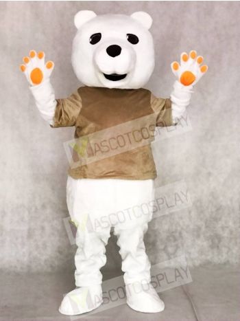 Tan Shirt Polar Bear Mascot Costumes Animal