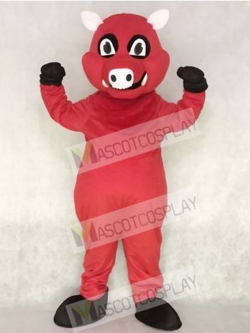 Red Razorback Feral Pig Hog Wild Boar Mascot Costume 