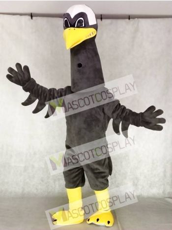 Fierce Dark Grey Crane Mascot Costumes Bird