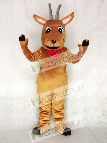Cute Andy Antelope with a Red Neckerchief Mascot Costume