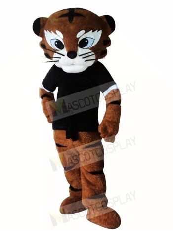 Black Shirt Kung Fu Judo Tiger Mascot Costumes Animal 