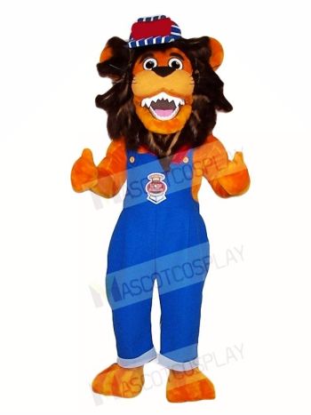 Blue Overalls Lion Mascot Costumes Animal 