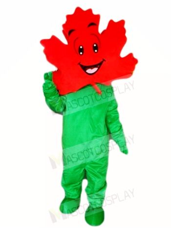 Green Body Maple Leaf Mascot Costumes Plant 