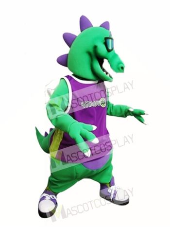 Green Dragon with Sunglasses Mascot Costume Dragon with Vest Mascot Costumes