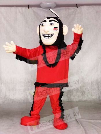 Red Brave Indian Mascot Costume People