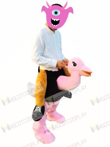 Piggyback Carry Me Ride on Pink Ostrich Mascot Costume