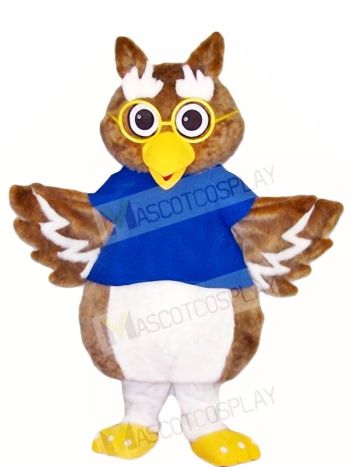 Brown Owl with Glasses Mascot Costumes Bird Animal