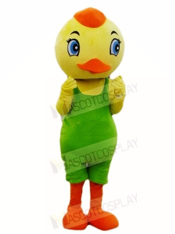 Yellow Bird in Green Overalls Mascot Costumes Animal 