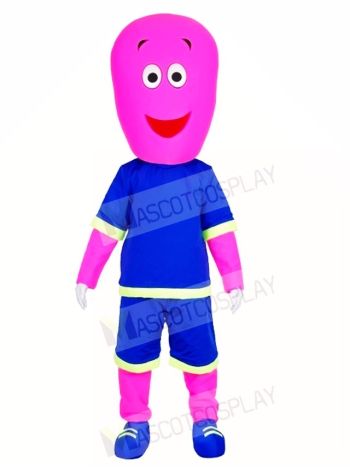 Pink Man in Blue Shorts Mascot Costumes People