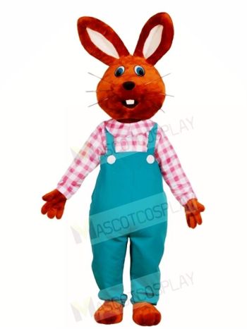 Chocolate Rabbit in Overalls Mascot Costumes Easter Bunny Animal
