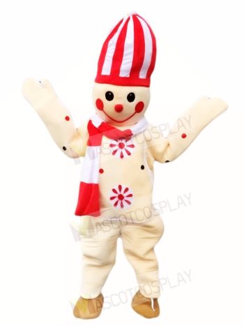 Snowman Mascot Costumes with White and Red Hat Christmas Xmas