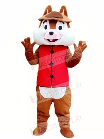 One Tooth Squirrel in Red Vest Mascot Costumes Animal 