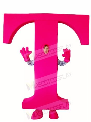 Magenta Letter Alphabet T Mascot Costumes