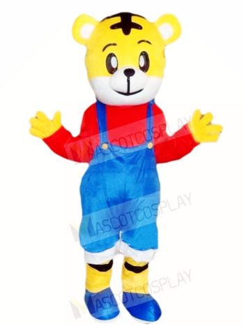 Tiger with Blue Overalls Mascot Costumes Animal